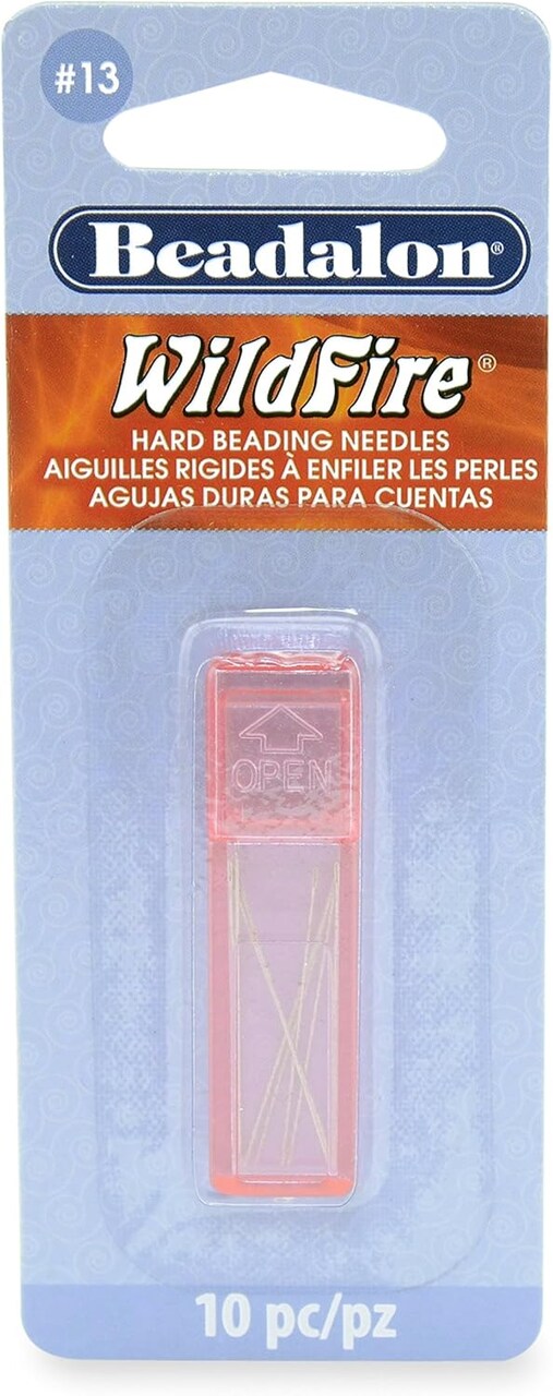 Beadalon Hard Needles, 13, for Bead Cord Sizes up to .011 in, 10 Pieces with case,Silver